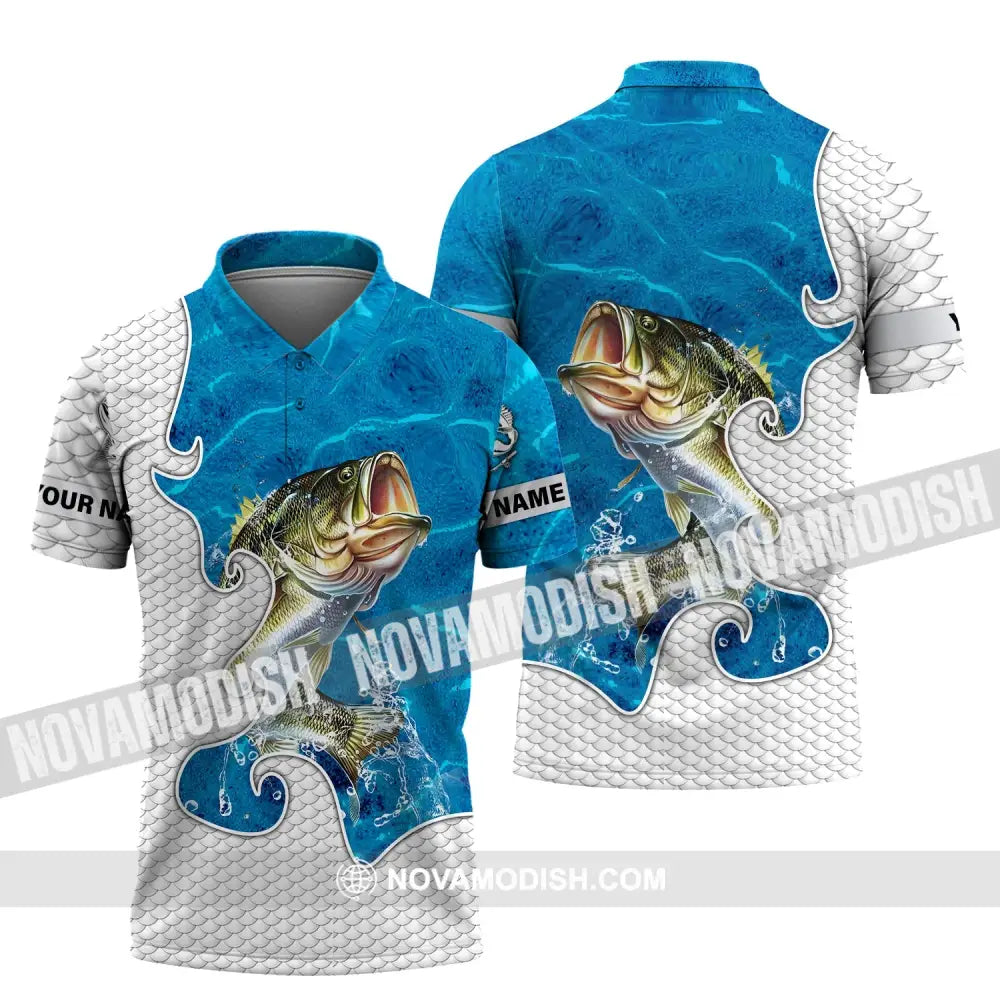 Unisex Shirt - Custom Name Fishing Lover Shirt Blue Water Polo Shirt / S T-shirt