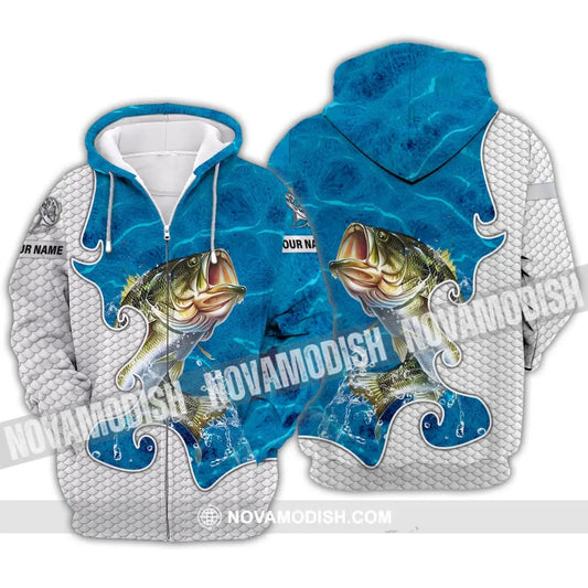 Unisex Shirt - Custom Name Fishing Lover Shirt Blue Water Zipper Hoodie / S T-shirt