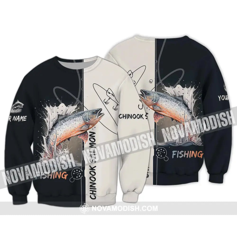 Unisex Shirt - Custom Name Fishing Lover Shirt Chinook Salmon Long Sleeve / S T-shirt