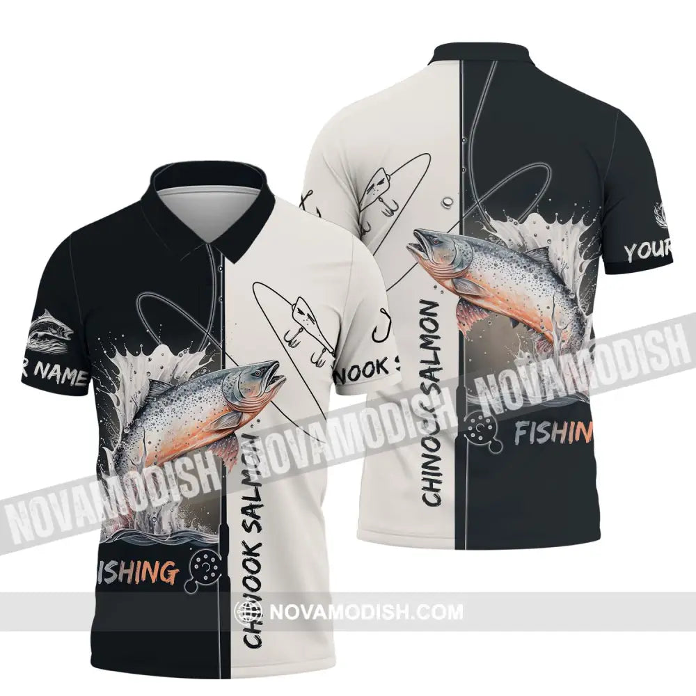 Unisex Shirt - Custom Name Fishing Lover Shirt Chinook Salmon Polo Shirt / S T-shirt