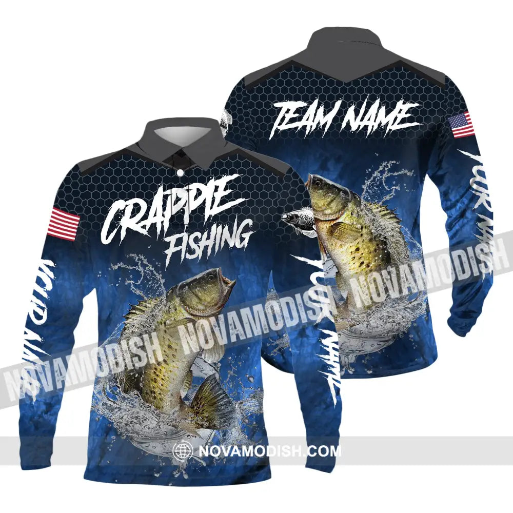 Unisex Shirt Custom Name Fishing Lover Crappie Hoodie Polo Long Sleeve / S T-Shirt