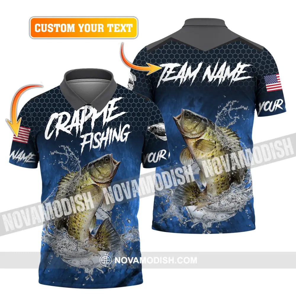 Unisex Shirt Custom Name Fishing Lover Crappie Hoodie Polo Long Sleeve T-Shirt