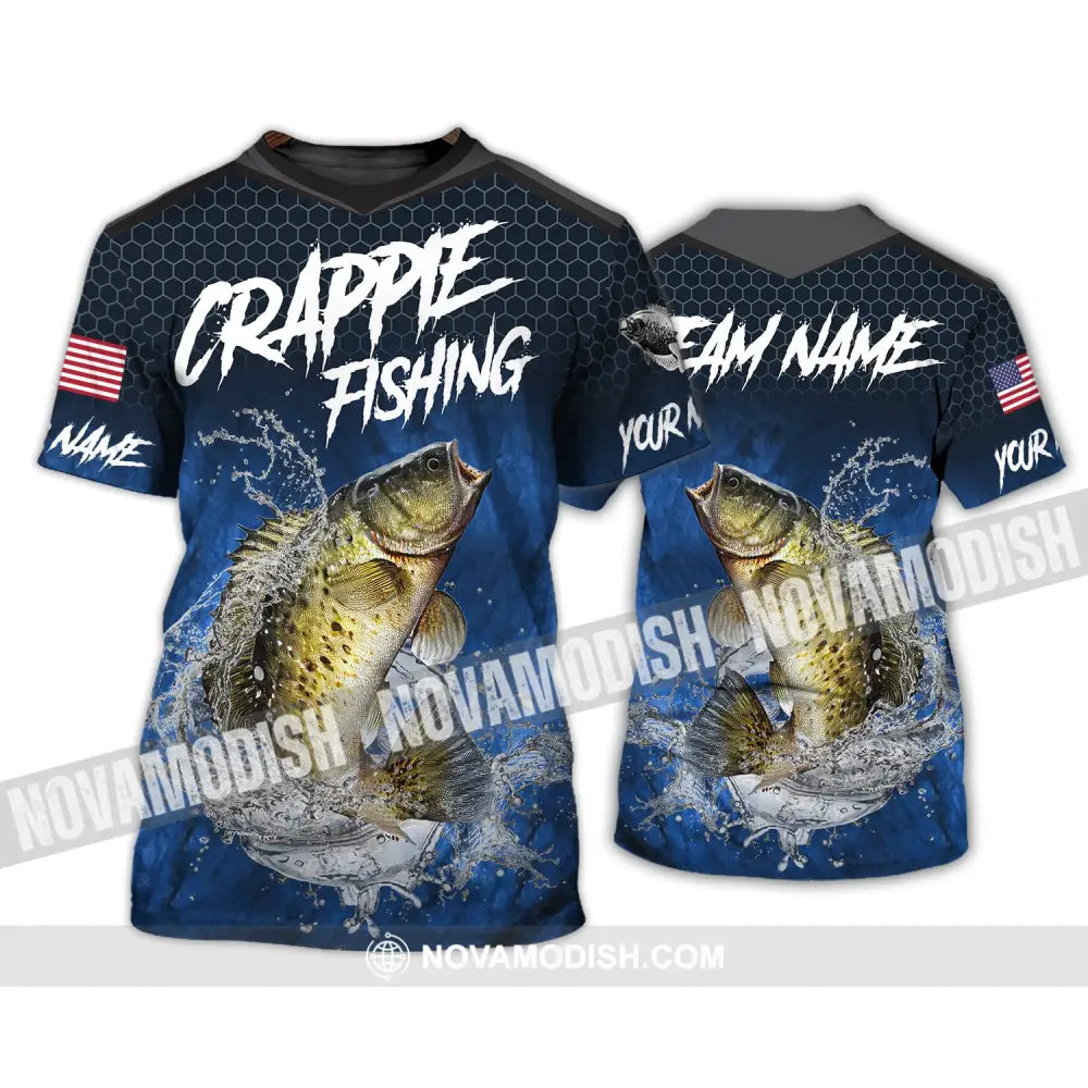 Unisex Shirt Custom Name Fishing Lover Crappie Hoodie Polo Long Sleeve T-Shirt / S