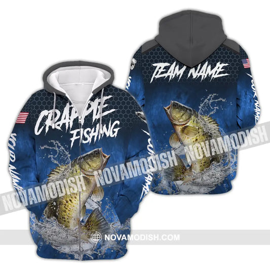 Unisex Shirt Custom Name Fishing Lover Crappie Hoodie Polo Long Sleeve Zipper / S T-Shirt