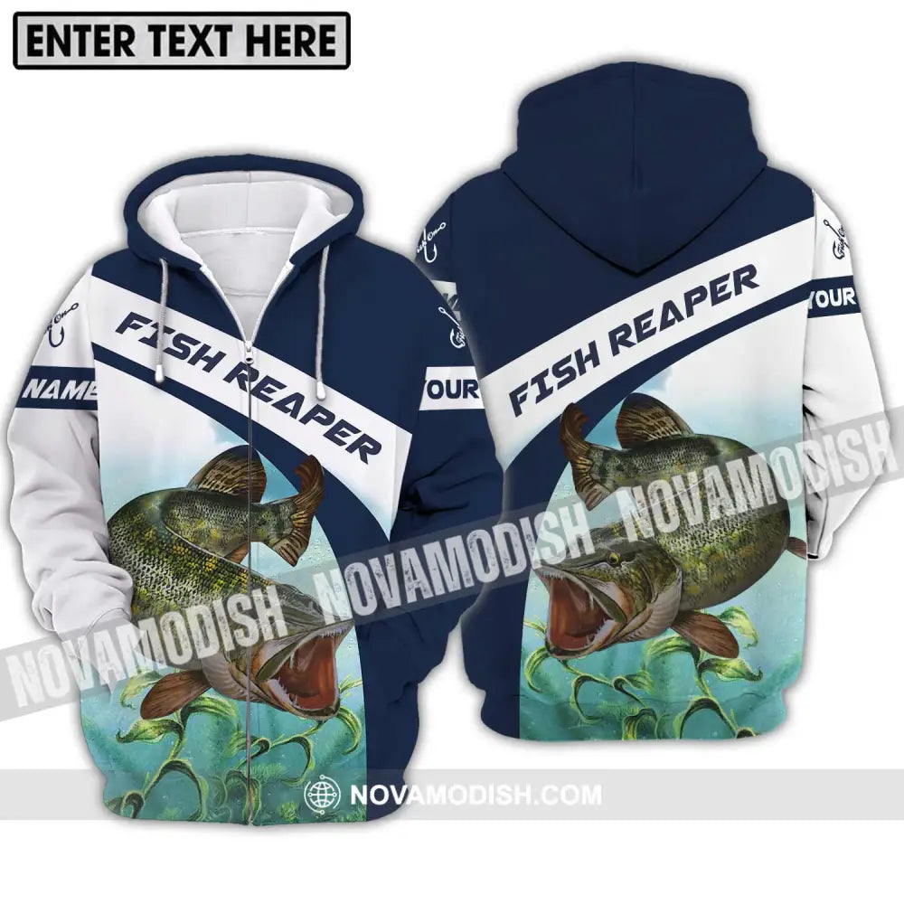 Unisex Shirt - Custom Name Fishing Lover Shirt Fish Reaper Zipper Hoodie / S T-shirt