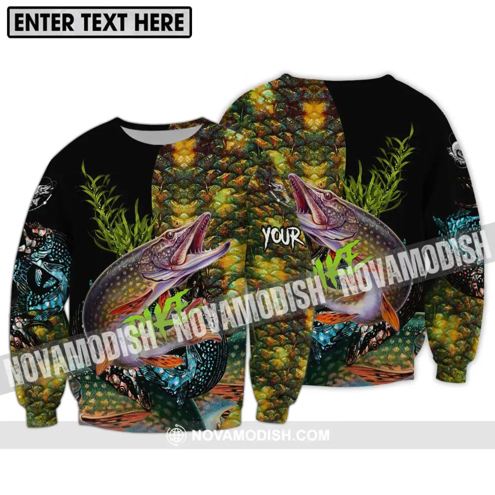 Unisex Shirt - Custom Name Fishing Lover Shirt Pike Long Sleeve / S T-shirt
