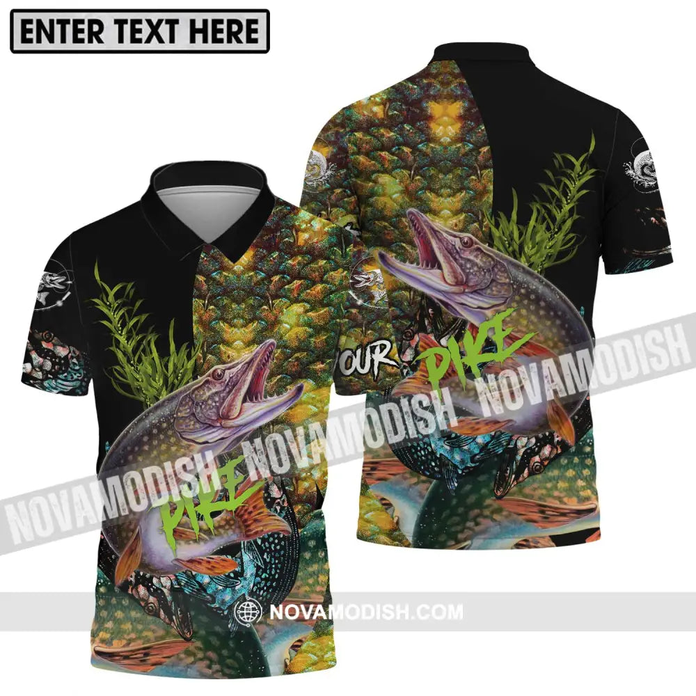 Unisex Shirt - Custom Name Fishing Lover Shirt Pike Polo Shirt / S T-shirt
