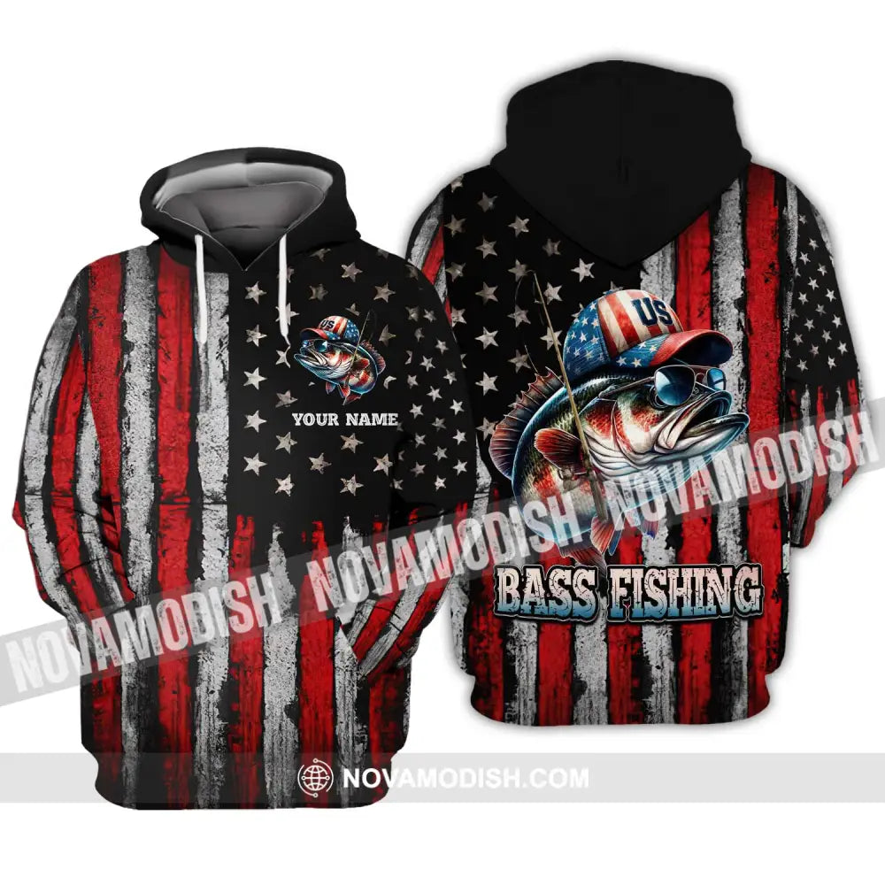 Unisex Shirt - Custom Name Fishing Lover Shirt US Bass Fishing Hoodie / S T-shirt