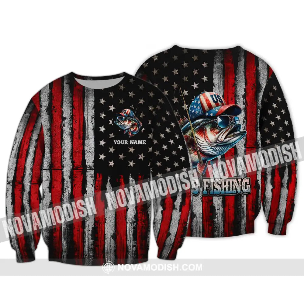 Unisex Shirt - Custom Name Fishing Lover Shirt US Bass Fishing Long Sleeve / S T-shirt