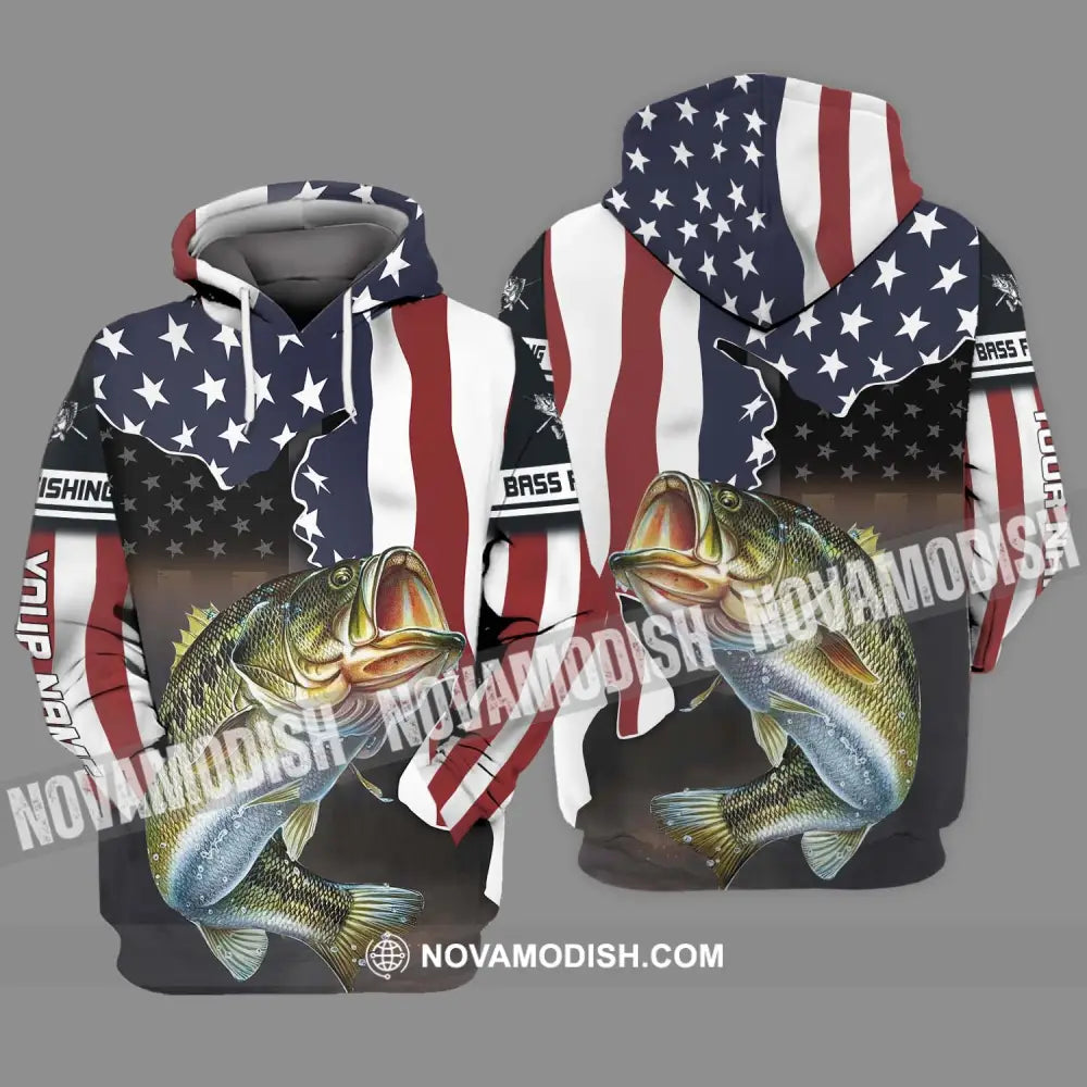 Unisex Shirt - Custom Name Fishing Lover Shirt US Flag Hoodie / S T-shirt