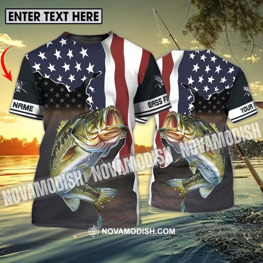 Unisex Shirt - Custom Name Fishing Lover Shirt US Flag T-shirt