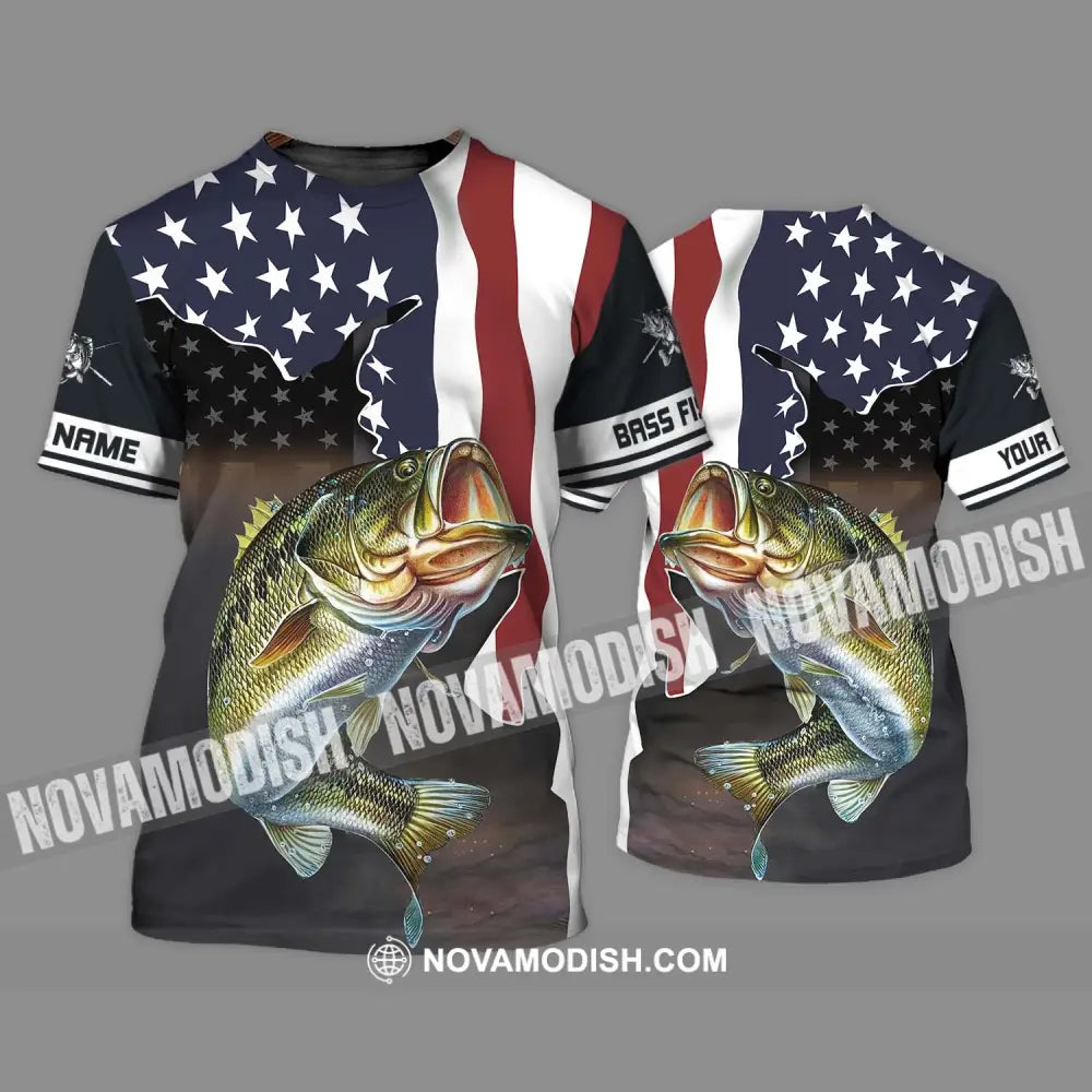 Unisex Shirt - Custom Name Fishing Lover Shirt US Flag T-Shirt / S T-shirt