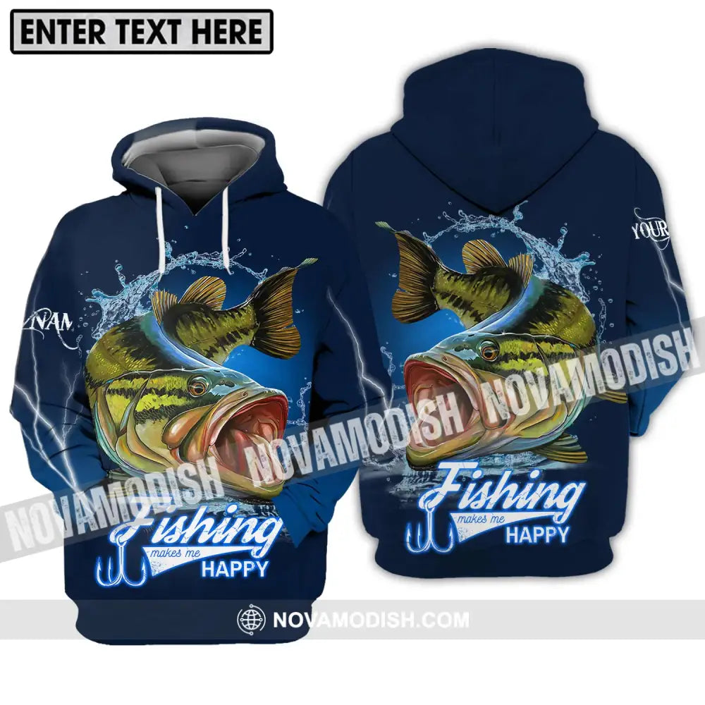 Unisex Shirt - Custom Name Fishing Make Me Happy Shirt Hoodie / S T-shirt