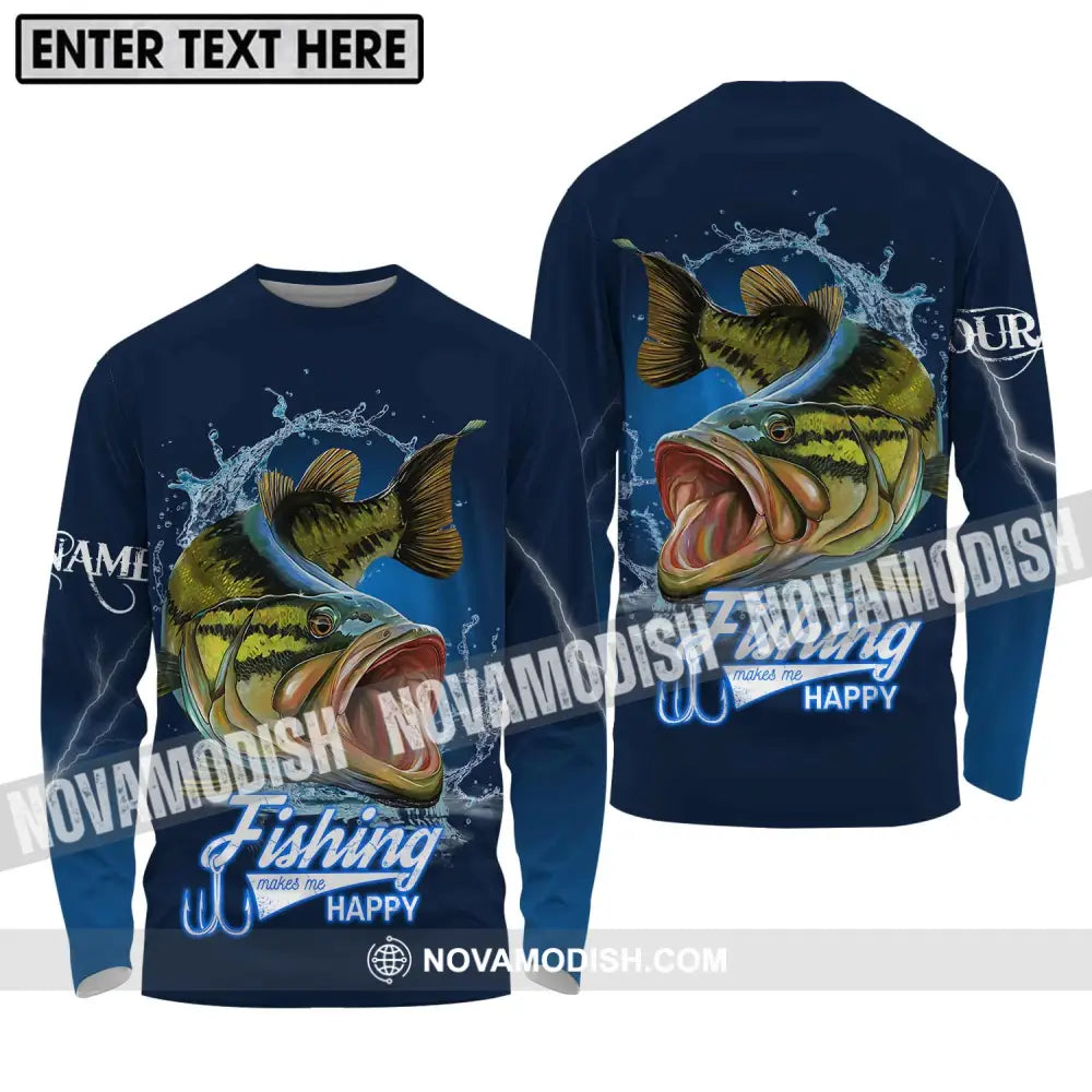 Unisex Shirt - Custom Name Fishing Make Me Happy Shirt Long Sleeve Shirt / S T-shirt