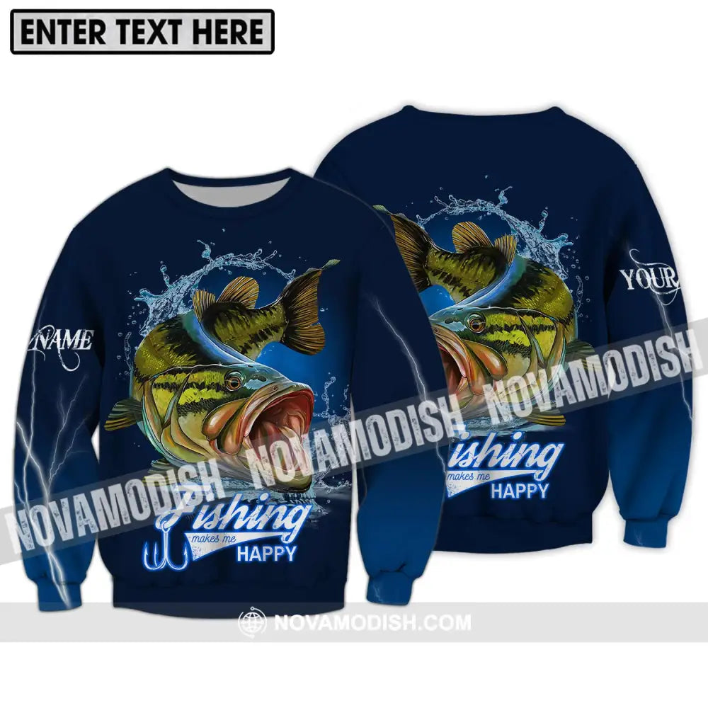 Unisex Shirt - Custom Name Fishing Make Me Happy Shirt Long Sleeve / S T-shirt
