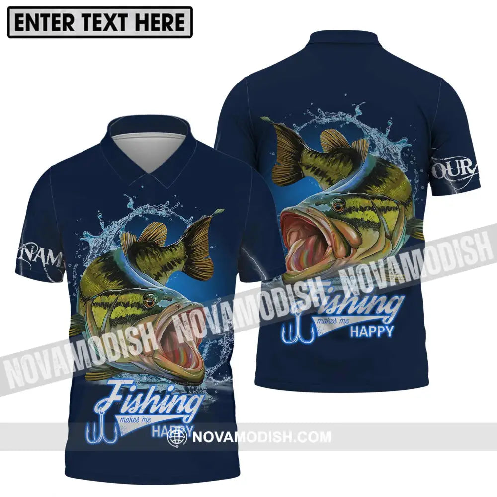 Unisex Shirt - Custom Name Fishing Make Me Happy Shirt Polo Shirt / S T-shirt