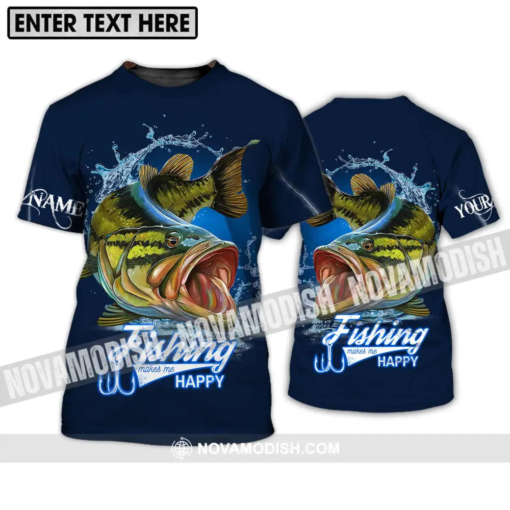 Unisex Shirt - Custom Name Fishing Make Me Happy Shirt T-Shirt / S T-shirt