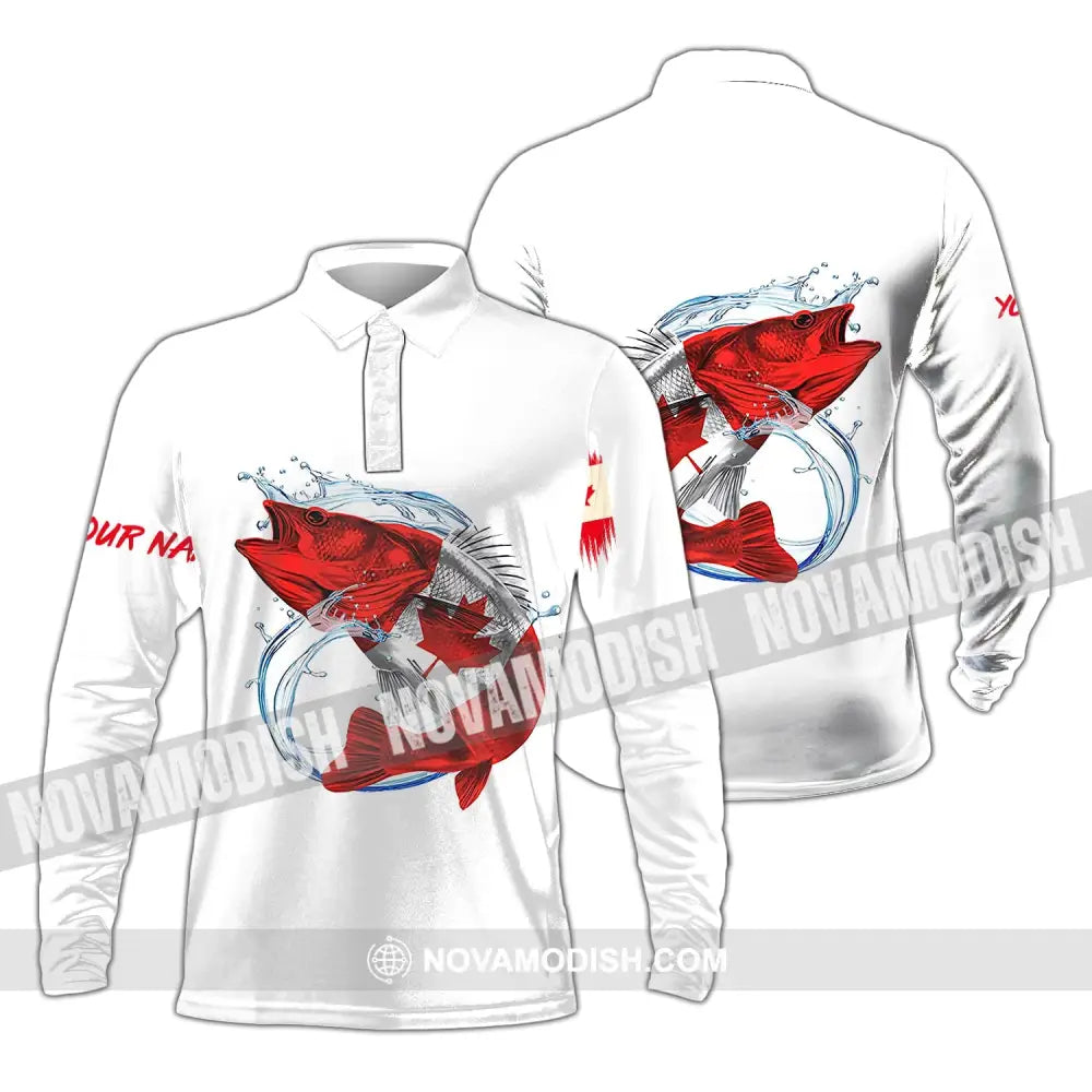 Unisex Shirt - Custom Name Fishing On Fishing Shirt Canada Long Sleeve Polo / S T-shirt