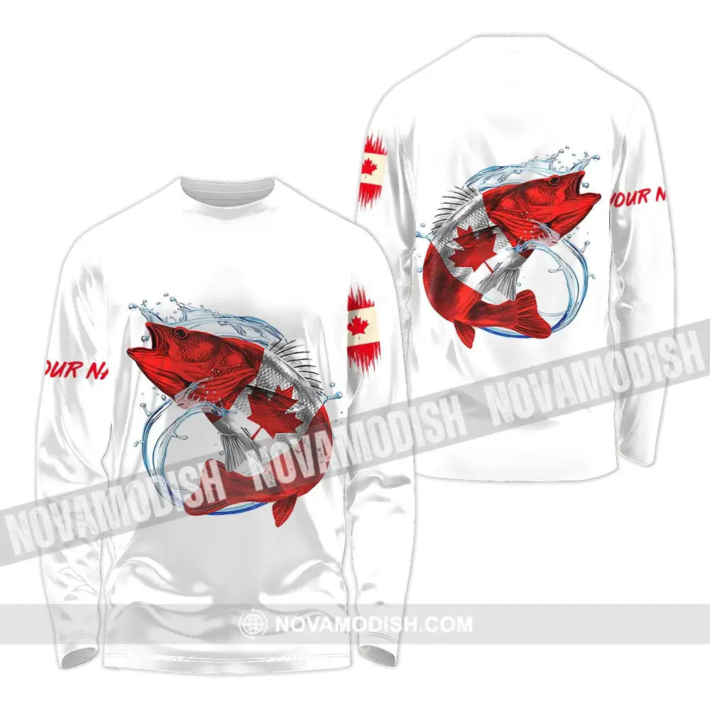 Unisex Shirt - Custom Name Fishing On Fishing Shirt Canada Long Sleeve Shirt / S T-shirt