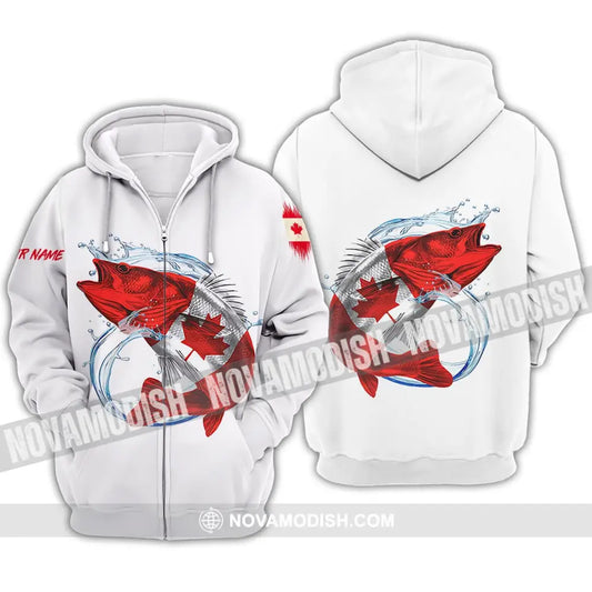 Unisex Shirt - Custom Name Fishing On Fishing Shirt Canada Zipper Hoodie / S T-shirt