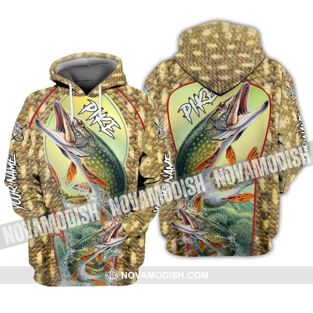 Unisex Shirt - Custom Name Fishing Shirt Pike Fish Hoodie / S T-shirt