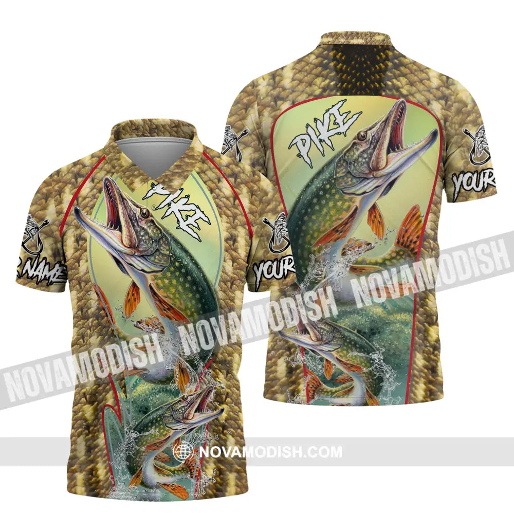 Unisex Shirt - Custom Name Fishing Shirt Pike Fish Polo Shirt / S T-shirt