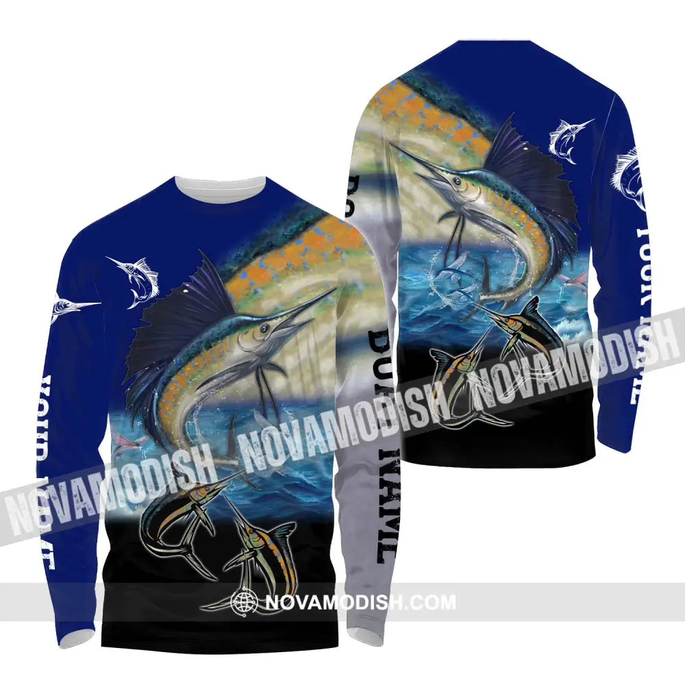 Unisex Shirt - Custom Name Fishing Shirt Swordfish Long Sleeve Shirt / S T-shirt