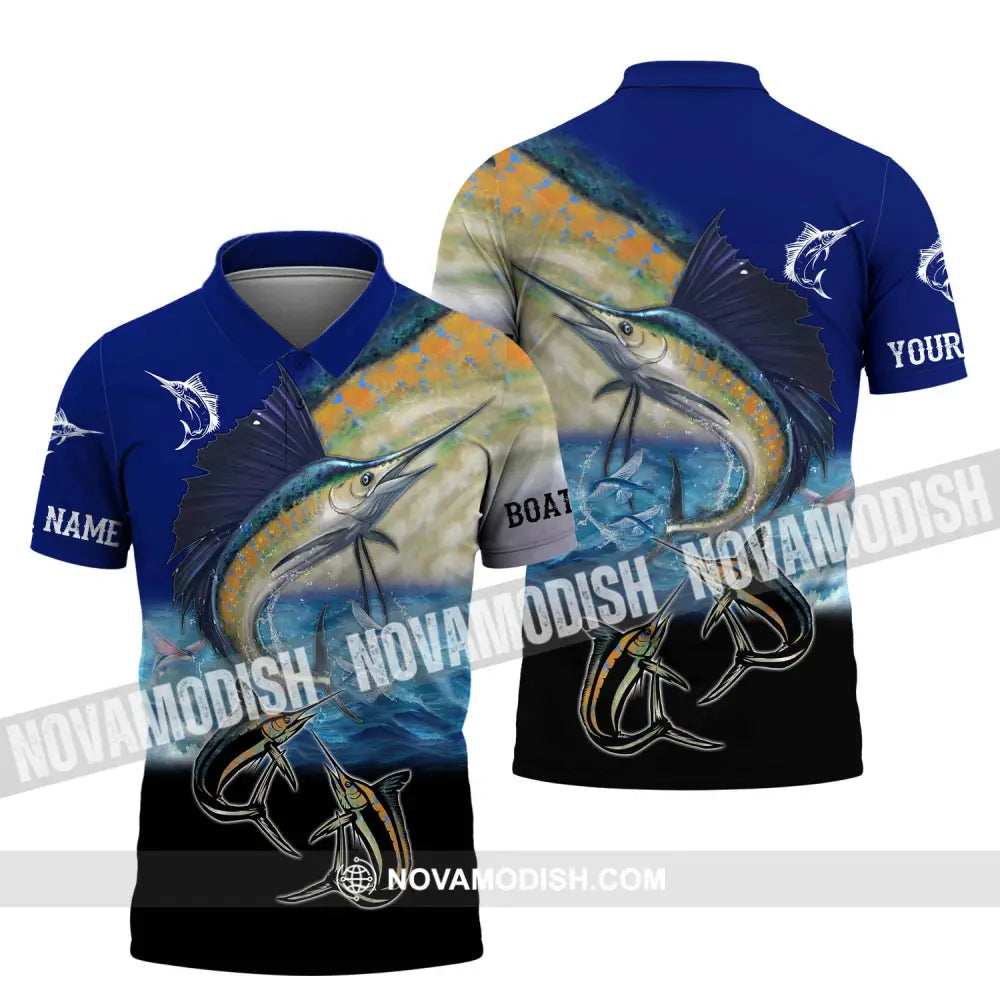 Unisex Shirt - Custom Name Fishing Shirt Swordfish Polo Shirt / S T-shirt