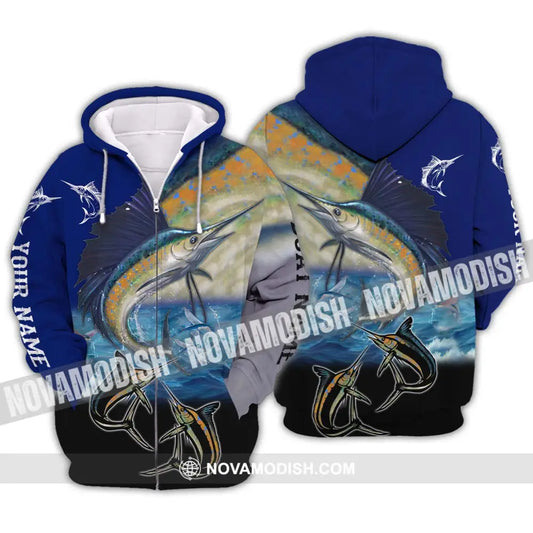 Unisex Shirt - Custom Name Fishing Shirt Swordfish Zipper Hoodie / S T-shirt