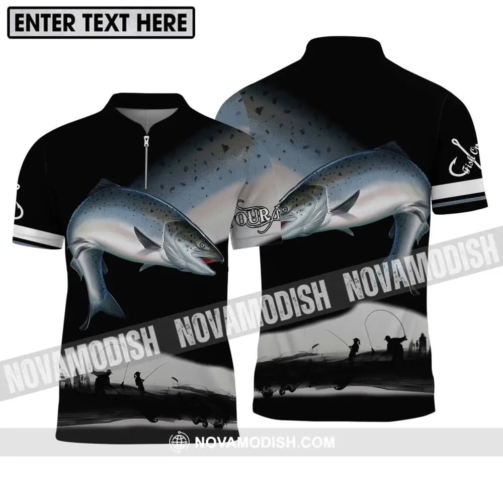Unisex Shirt - Custom Name Fishing Team Shirt Zipper Polo Shirt / S T-shirt