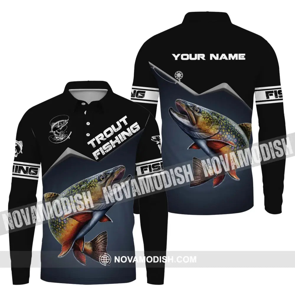 Unisex Shirt - Custom Name Fishing Shirt Trout Fishing Long Sleeve Polo / S T-shirt