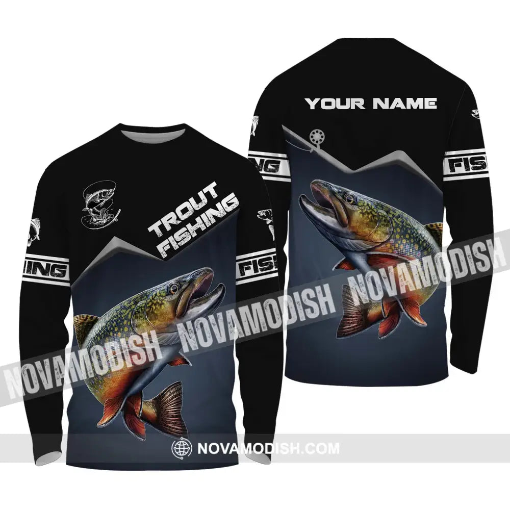 Unisex Shirt - Custom Name Fishing Shirt Trout Fishing Long Sleeve Shirt / S T-shirt