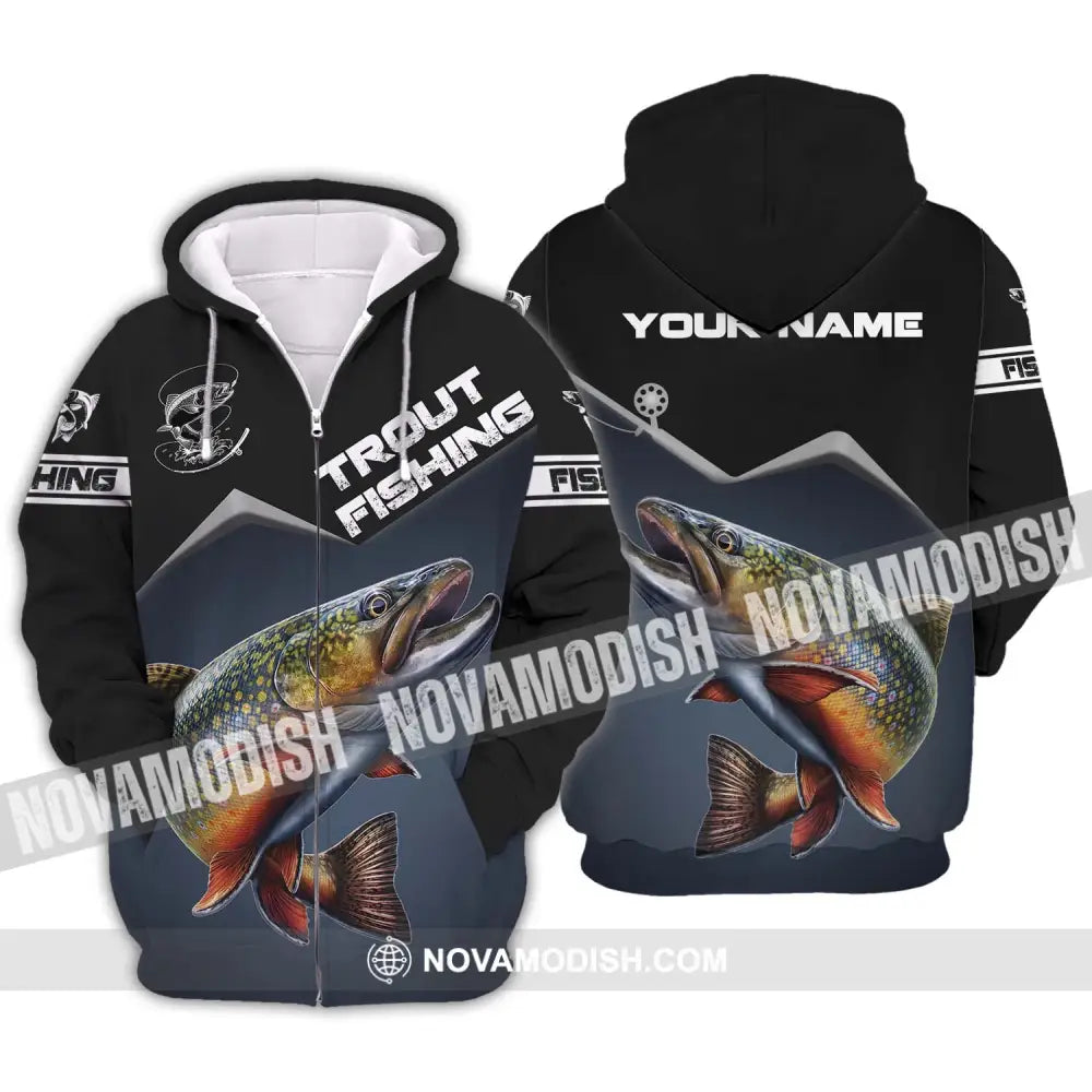 Unisex Shirt - Custom Name Fishing Shirt Trout Fishing Zipper Hoodie / S T-shirt