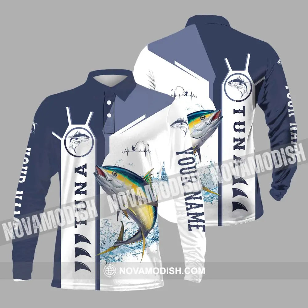 Unisex Shirt - Custom Name Fishing Shirt Tuna Fishing Long Sleeve Polo / S T-shirt
