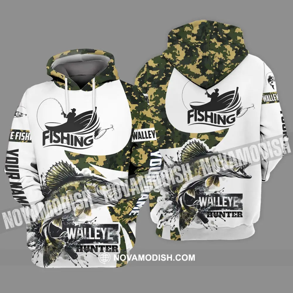 Unisex Shirt - Custom Name Fishing Shirt Walleye Fish Hunter Hoodie / S T-shirt