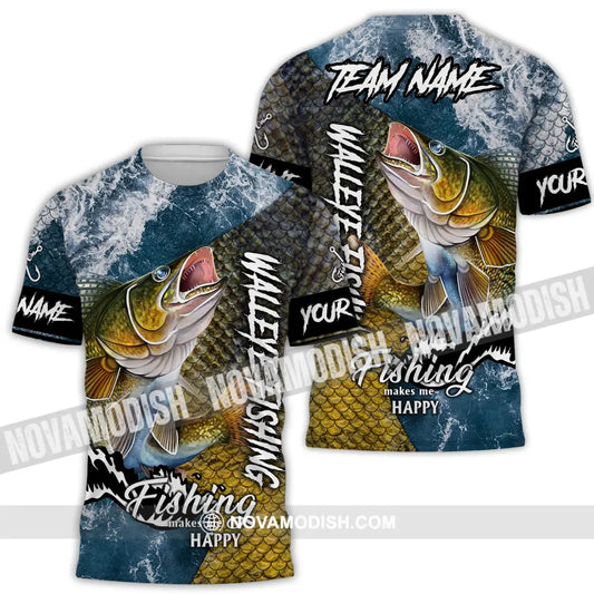 Unisex Shirt - Custom Name Fishing Shirt Walleye Fish T-Shirt / S T-shirt