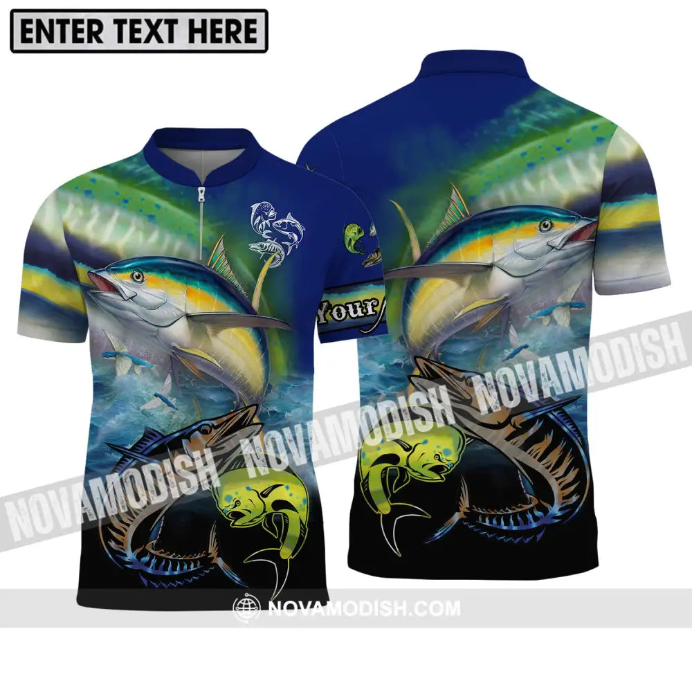 Unisex Shirt - Custom Name Fishing Shirt Zipper Polo Shirt / S T-shirt
