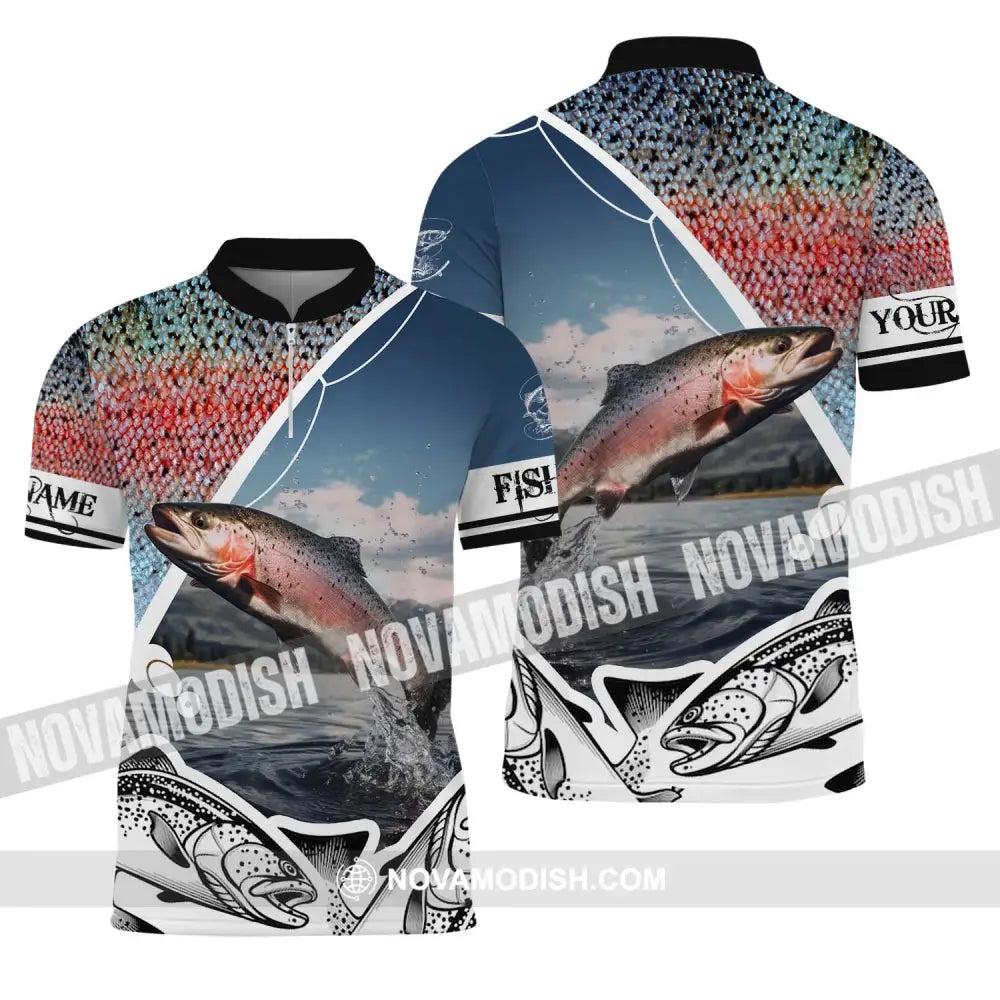 Unisex Shirt - Custom Name Fishing Shirt Zipper Polo Shirt / S T-shirt