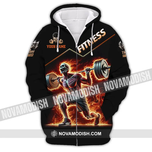 Unisex Shirt Custom Name Fitness Gym Lover Gift Zipper Hoodie / S T-Shirt