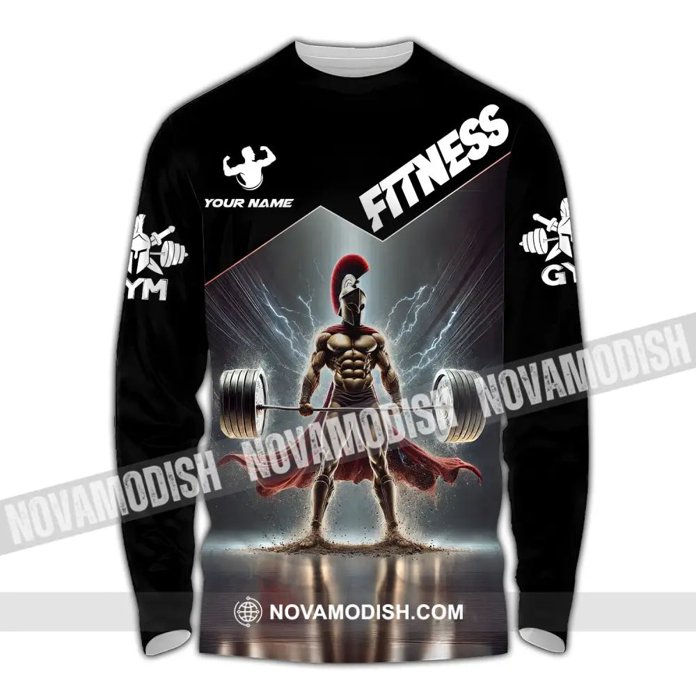 Unisex Shirt Custom Name Fitness Work Out Long Sleeve Gym / S T-Shirt