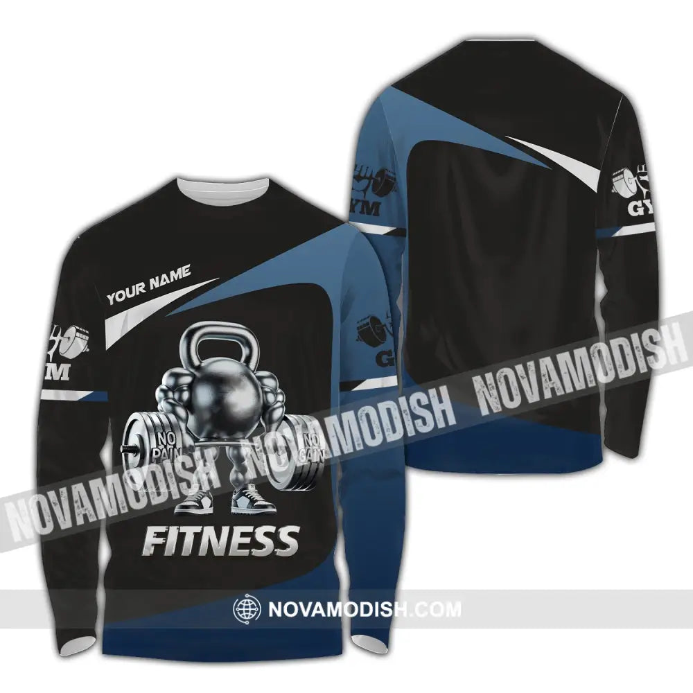 Unisex Shirt Custom Name Fitness Work Out Long Sleeve Gym / S T-Shirt