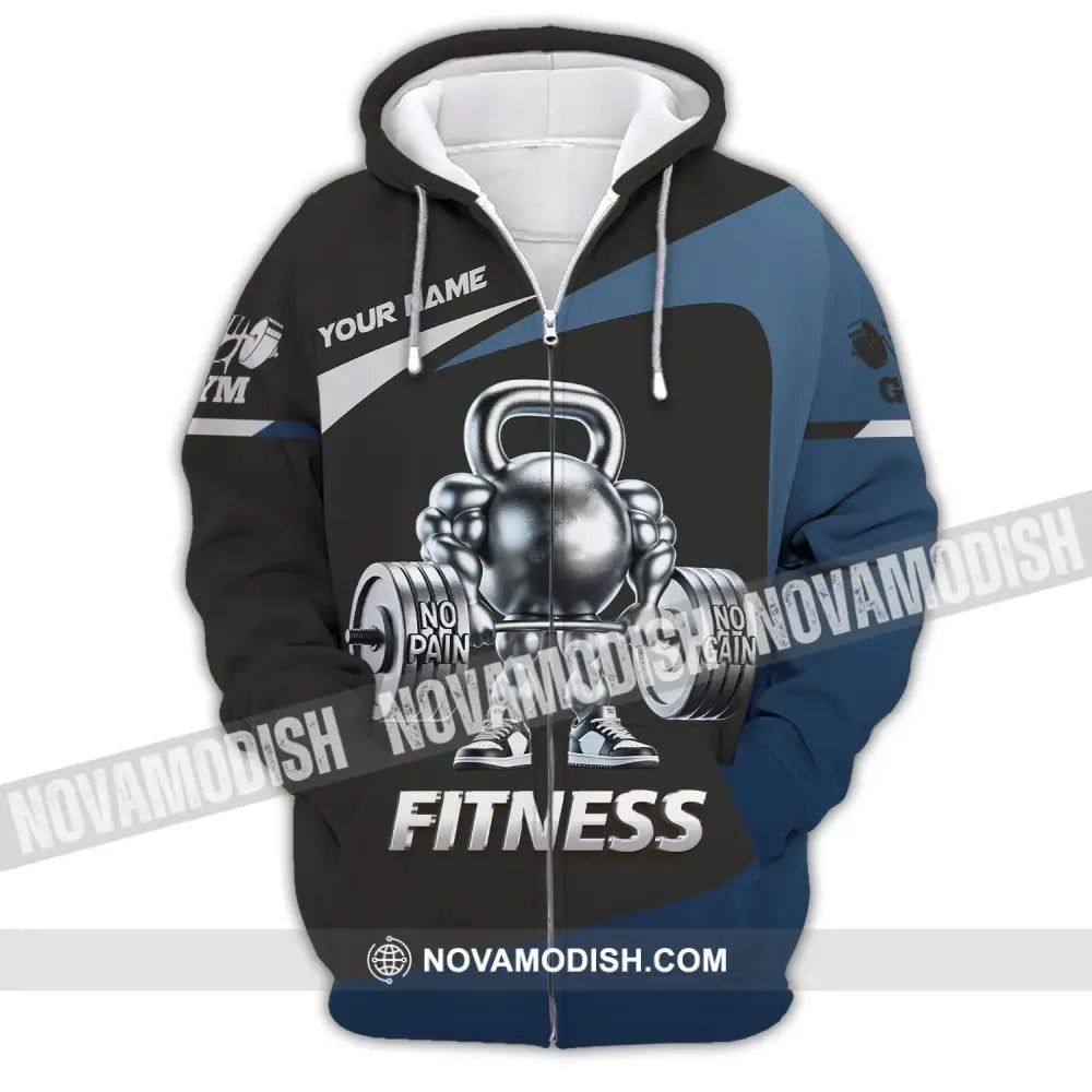 Unisex Shirt Custom Name Fitness Work Out Long Sleeve Gym Zipper Hoodie / S T-Shirt