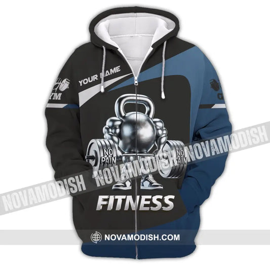 Unisex Shirt Custom Name Fitness Work Out Long Sleeve Gym Zipper Hoodie / S T-Shirt