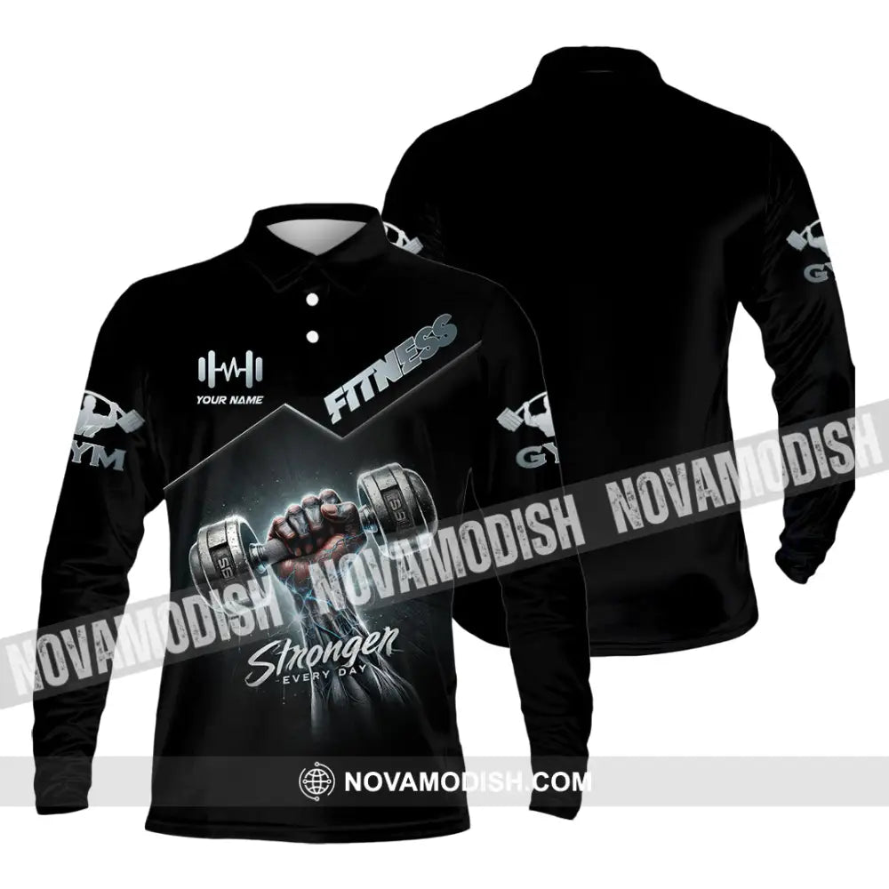 Unisex Shirt Custom Name Gym Work Out Long Sleeve Weight Lifting Polo / S T-Shirt