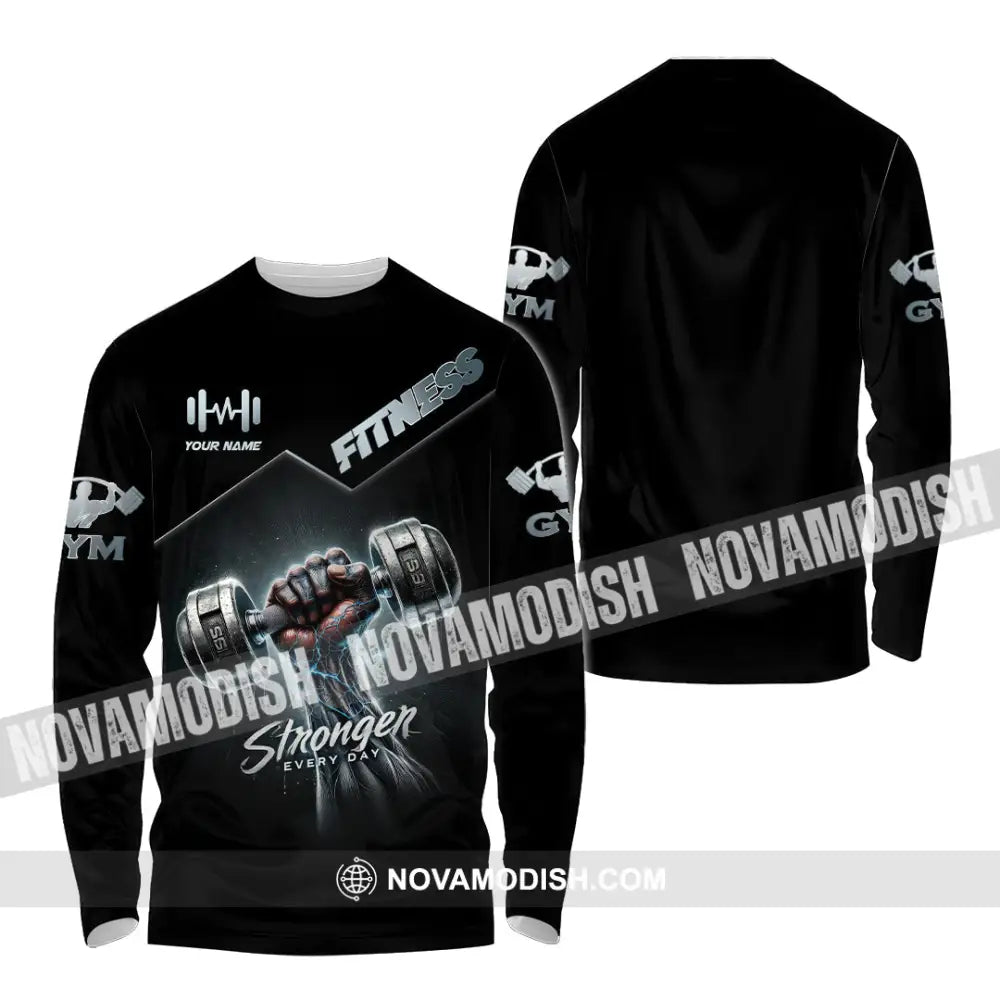Unisex Shirt Custom Name Gym Work Out Long Sleeve Weight Lifting / S T-Shirt