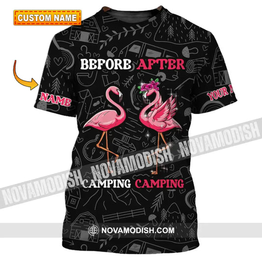 Unisex Shirt - Custom Name Shirt - Flamingo Before And After Camping T-shirt