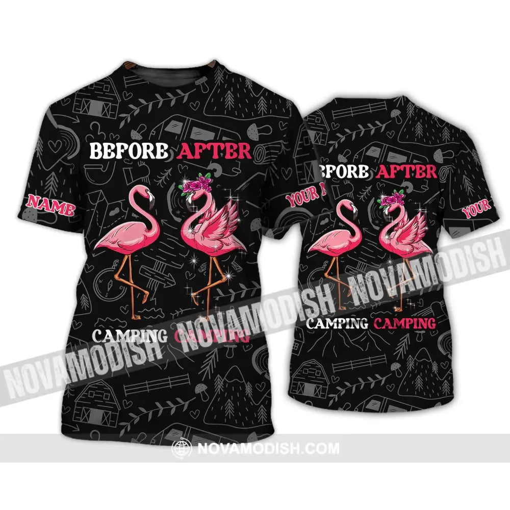 Unisex Shirt - Custom Name Shirt - Flamingo Before And After Camping T-Shirt / S T-shirt