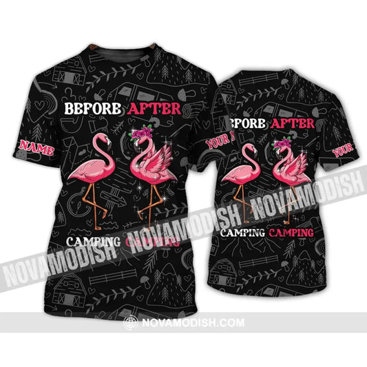 Unisex Shirt - Custom Name Shirt - Flamingo Before And After Camping T-Shirt / S T-shirt