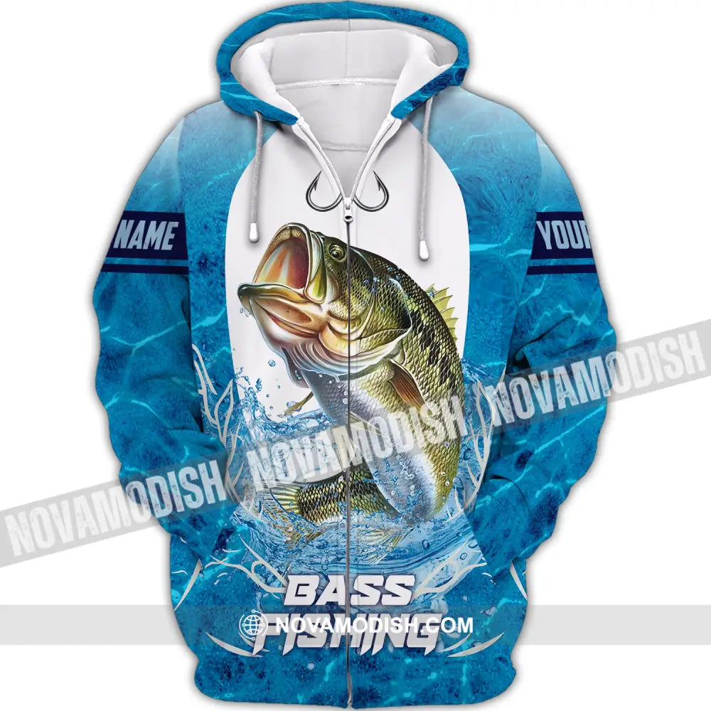 Unisex Shirt Custom Name For Bass Fishing Lover Hoodie Polo Long Sleeve Zipper / S T-Shirt