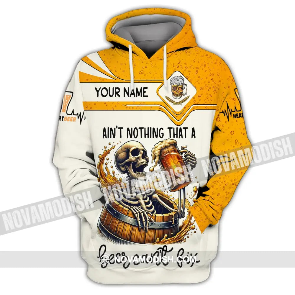 Unisex Shirt Custom Name For Beer Lover Ain’t Nothing A Can’t Fix Hoodie / S T-Shirt